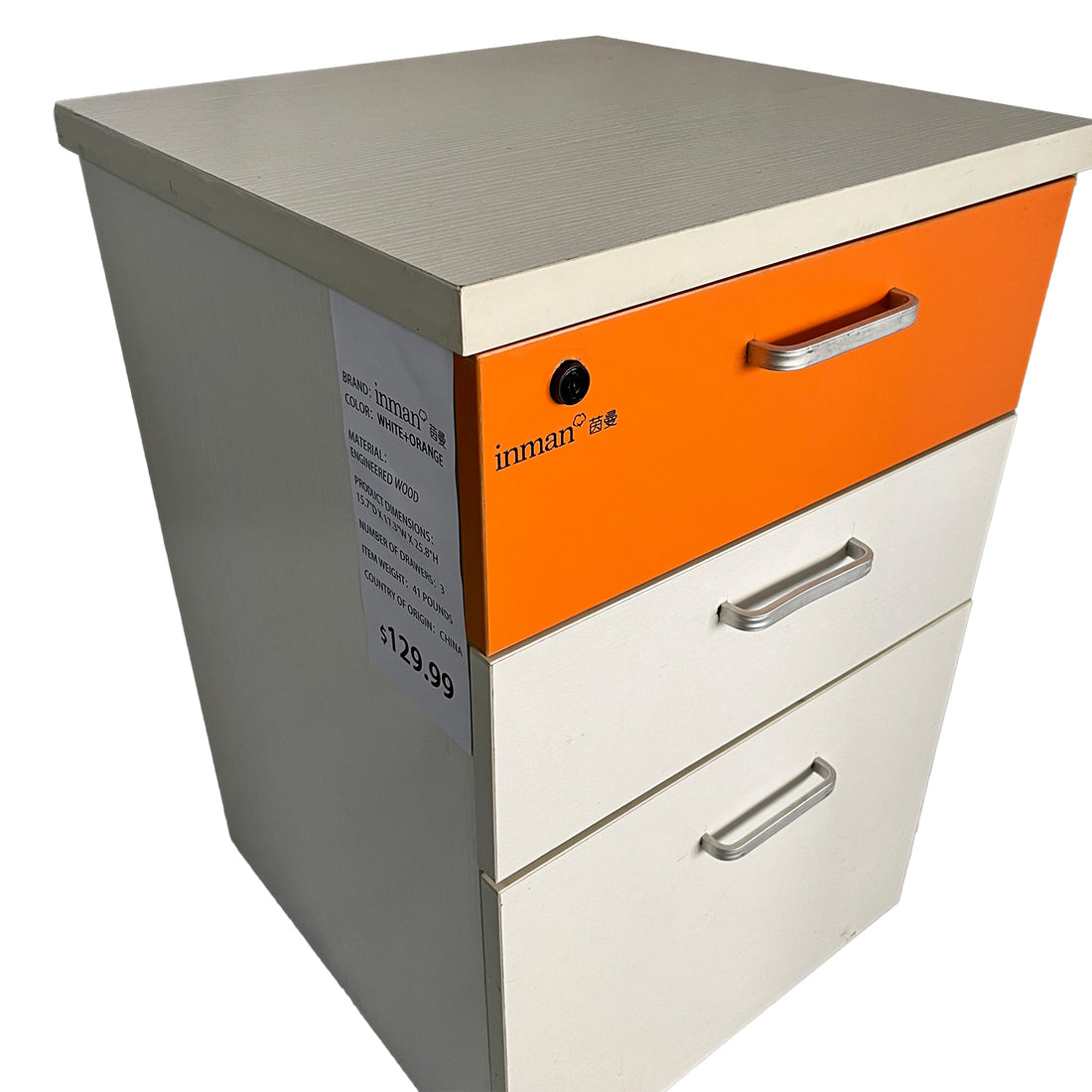 inman茵曼furniture , 3 Drawer File Cabinet with Lock, Metal Rolling Filing Cabinets for Home Office, Small Under Desk Cabinet